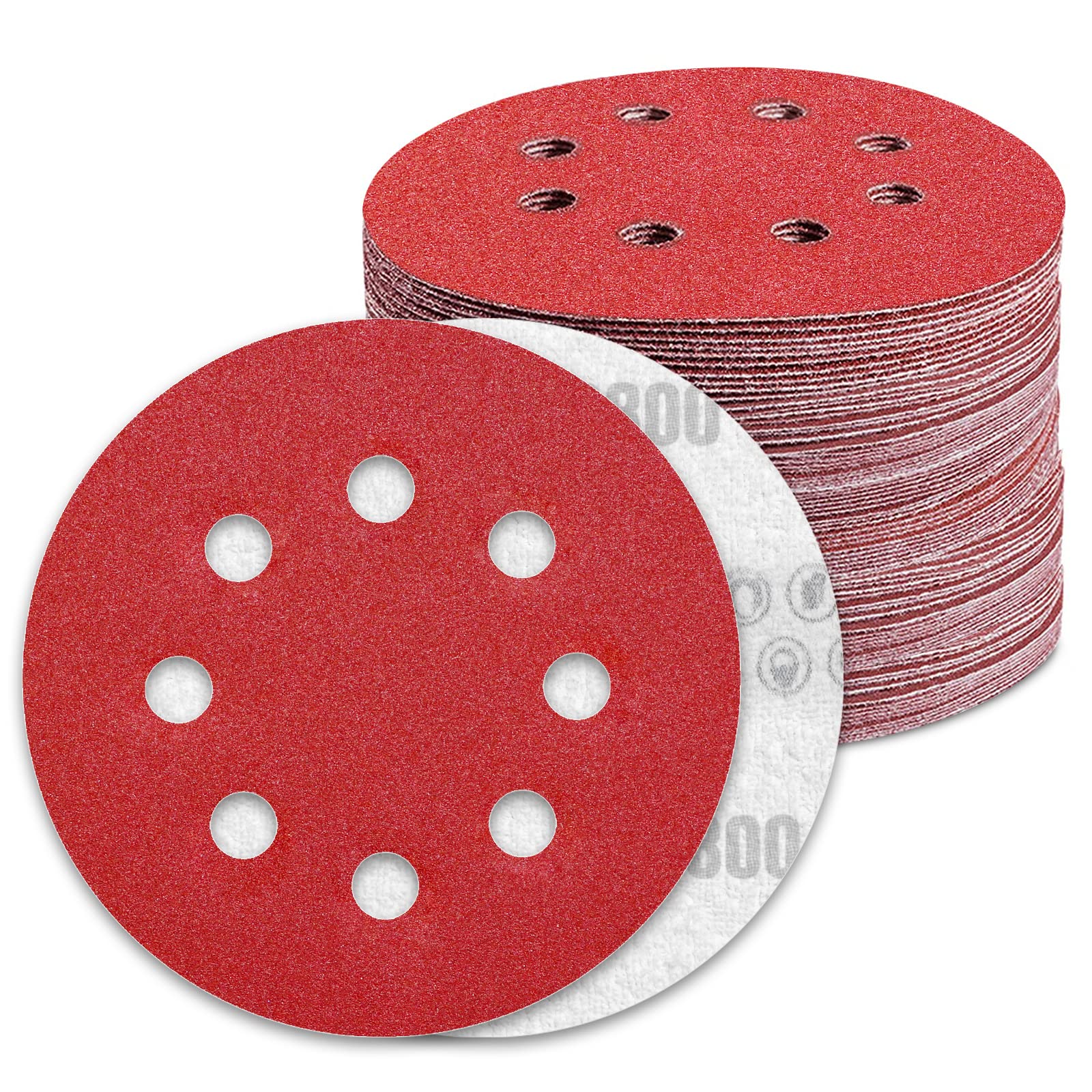 Awutzut 125mm Sanding Discs 800 Grit for 5 inch Discs Pads Hook and Loop Orbital Sander (100PCS) — image 1