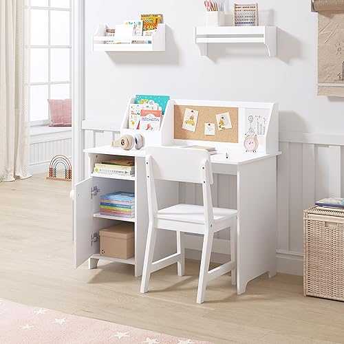 UTEX Kids Study Desk with Chair, Wooden Children School Study