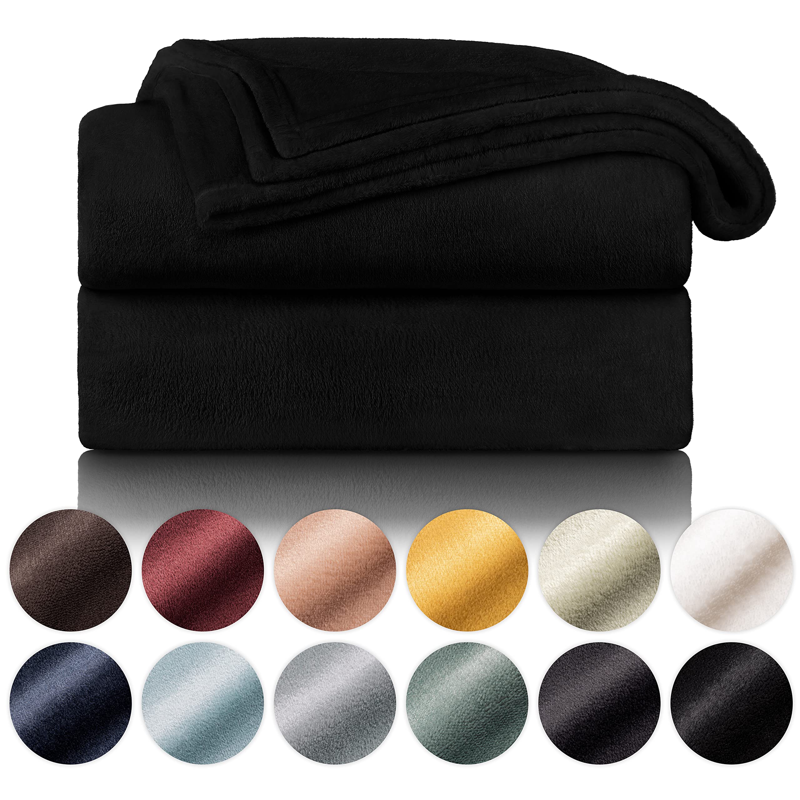 Blumtal Cosy Fleece Blanket - Super Fluffy and Thick Throws for sofas, Black Throw Blanket - King Size, 270 x 230 cm