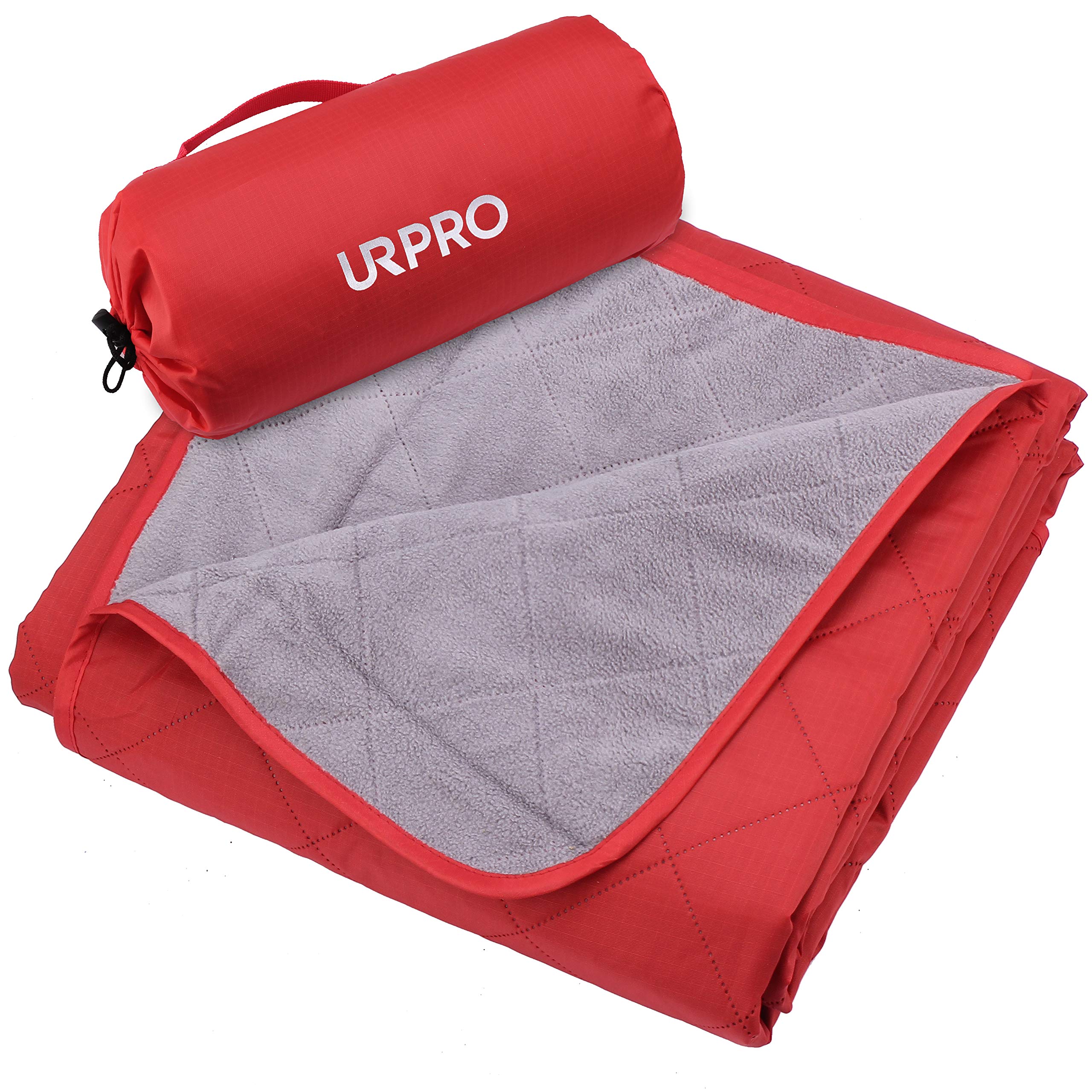 URPRO Waterproof Warm Fleece Outdoor Blanket Extra Large Lightweight Portable with Carry Bag for Stadium, Picnic, Camping, Beach, Dogs, Sofa RED