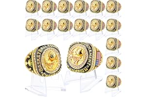 Misdary Soccer Baseball Basketball Championship Rings with Holder Most Valuable Player Trophy Gold Ring Award Gift Team Prize for Football Tournament Winner