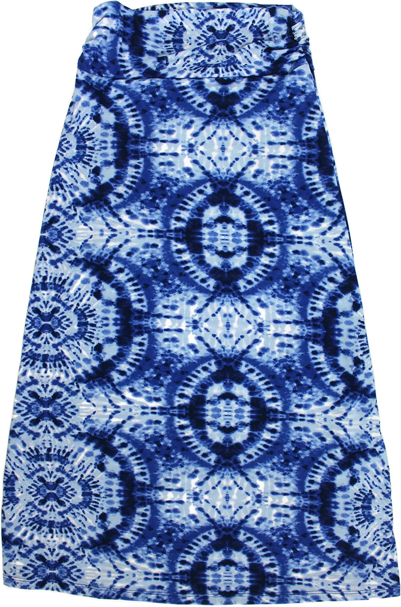 Woodstock Brand Lyric Culture Women's Tie Dye Fold Over Maxi Skirt (X-Large, Blue/White)