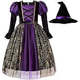 ReliBeauty Girls Halloween Spider Witch Dress