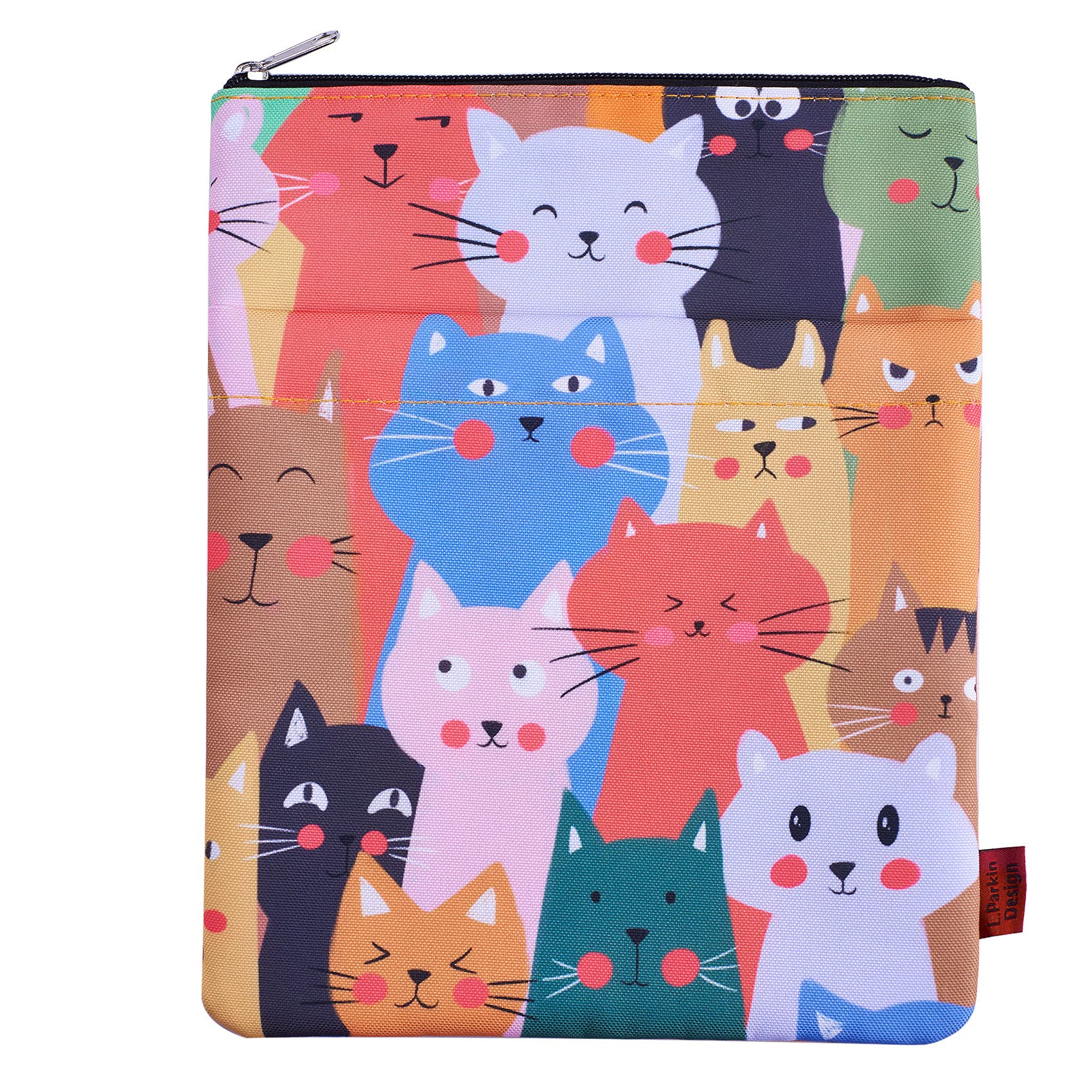 LParkin Cat Book Sleeve with Zipper Protector for Book Lovers Washable Fabric Sleeves Gifts