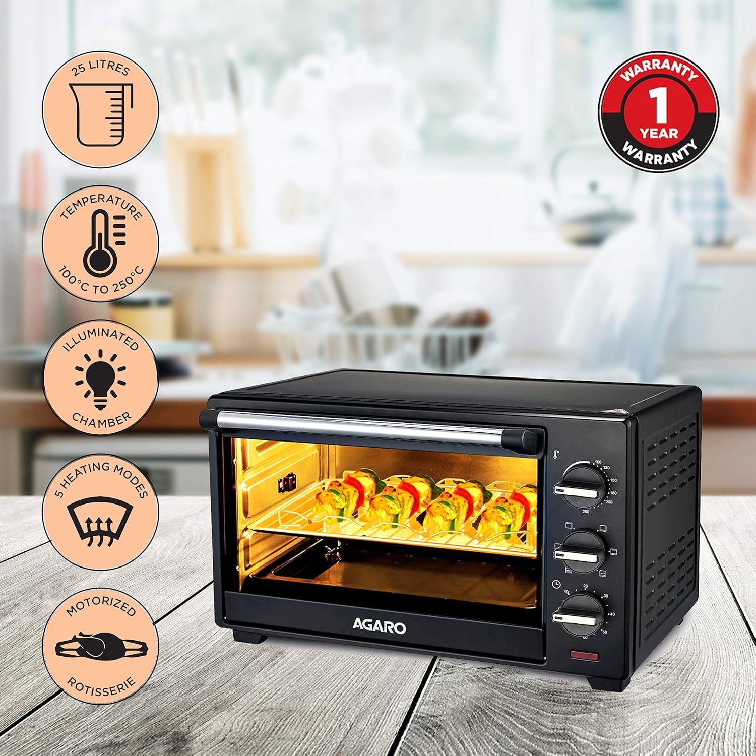 Oven Toaster Grill with Motorized Rotisserie & & 5 Heating Modes 25