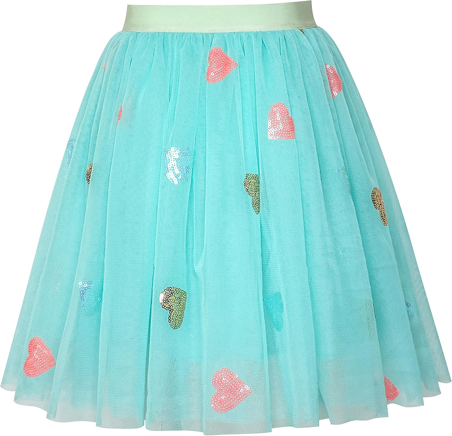 Sunny Fashion Girls Skirt Blue Heart Sequins Sparkling Tutu Dancing Size 2-12: Clothing
