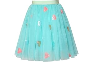 Sunny Fashion Girls Skirt Blue Heart Sequins Sparkling Tutu Dancing Size 2-12