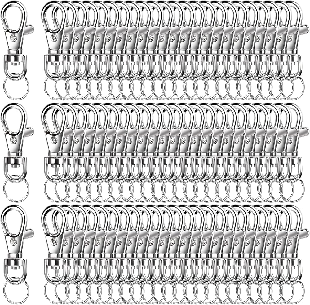 LEOBRO 240 Pcs Key Rings Swivel Clips Carabiner Set Silver
