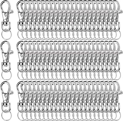 LEOBRO 240 Pcs Key Rings Swivel Clips Carabiner Set Silver