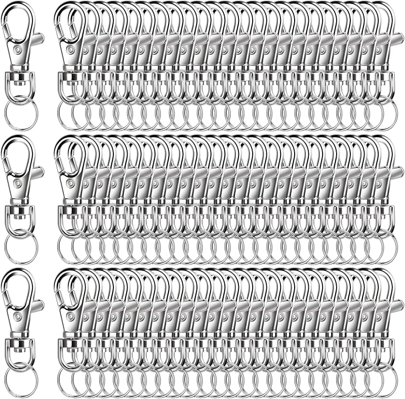 LEOBRO 240 Pcs Key Rings Swivel Clips Carabiner Set Silver