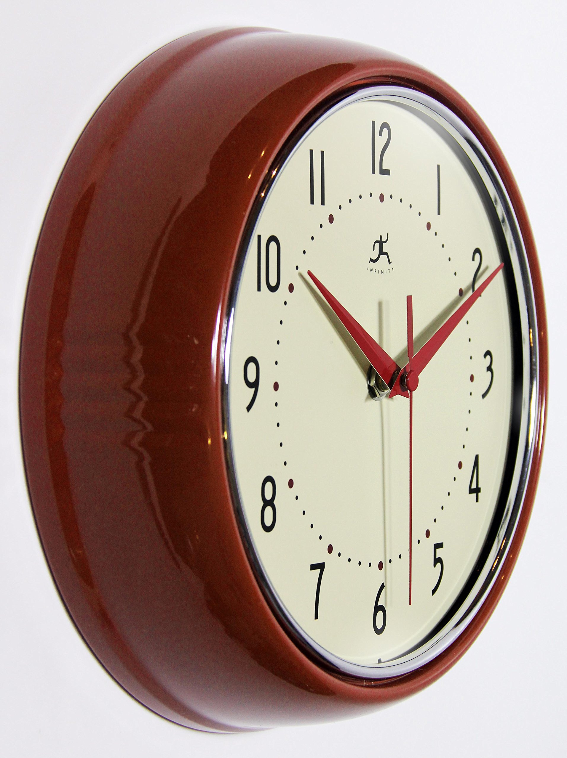 Infinity Instruments Retro Round Metal Wall Clock, Red 731742004918 eBay