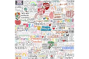 MAIOUSU STORE 100PCS Teacher Stickers,Aesthetic Teachers Day Gift Card Vinyl Waterproof Stickers for Water Bottle Laptop Luggage Skateboard Snowboard Scrapbook Phone Gifts for Teens Girls Kids Adult