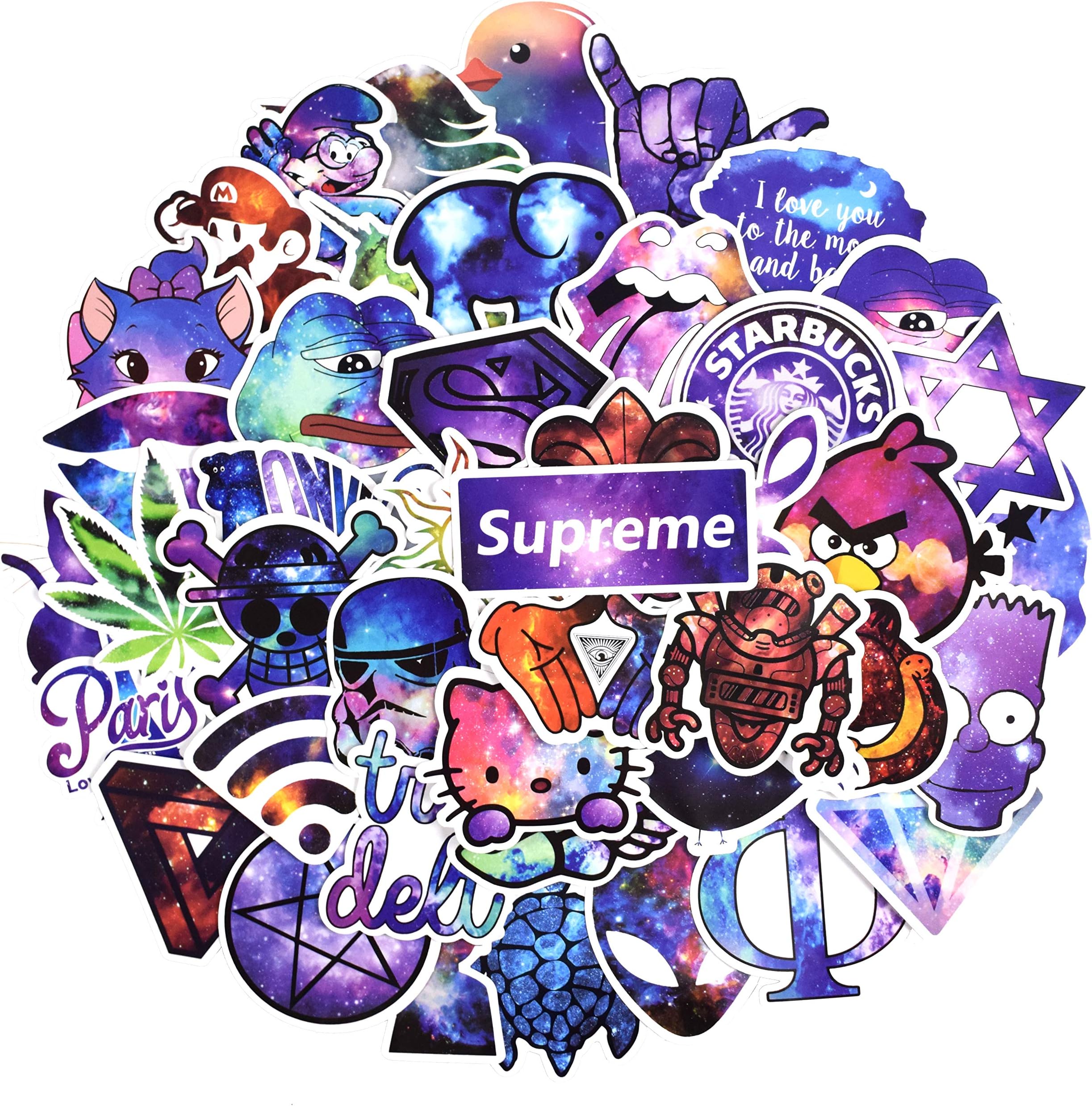 Galaxy Sticker for Personalize Laptop Water Bottle Car Helmet Luggage Bike Decals, Laptop Stickers for Girls, Best Gift for Kids,Girls,Adult- No-Duplicate Pack (Series G)