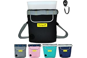 Raisingwell Dog Treat Pouch for Pet Walking and Training with Clicker 2 Cup Silicone Bag Small Fanny Pack Holder for Puppy Snack Dispenser Kit for Leash and Outdoor Use (Black)