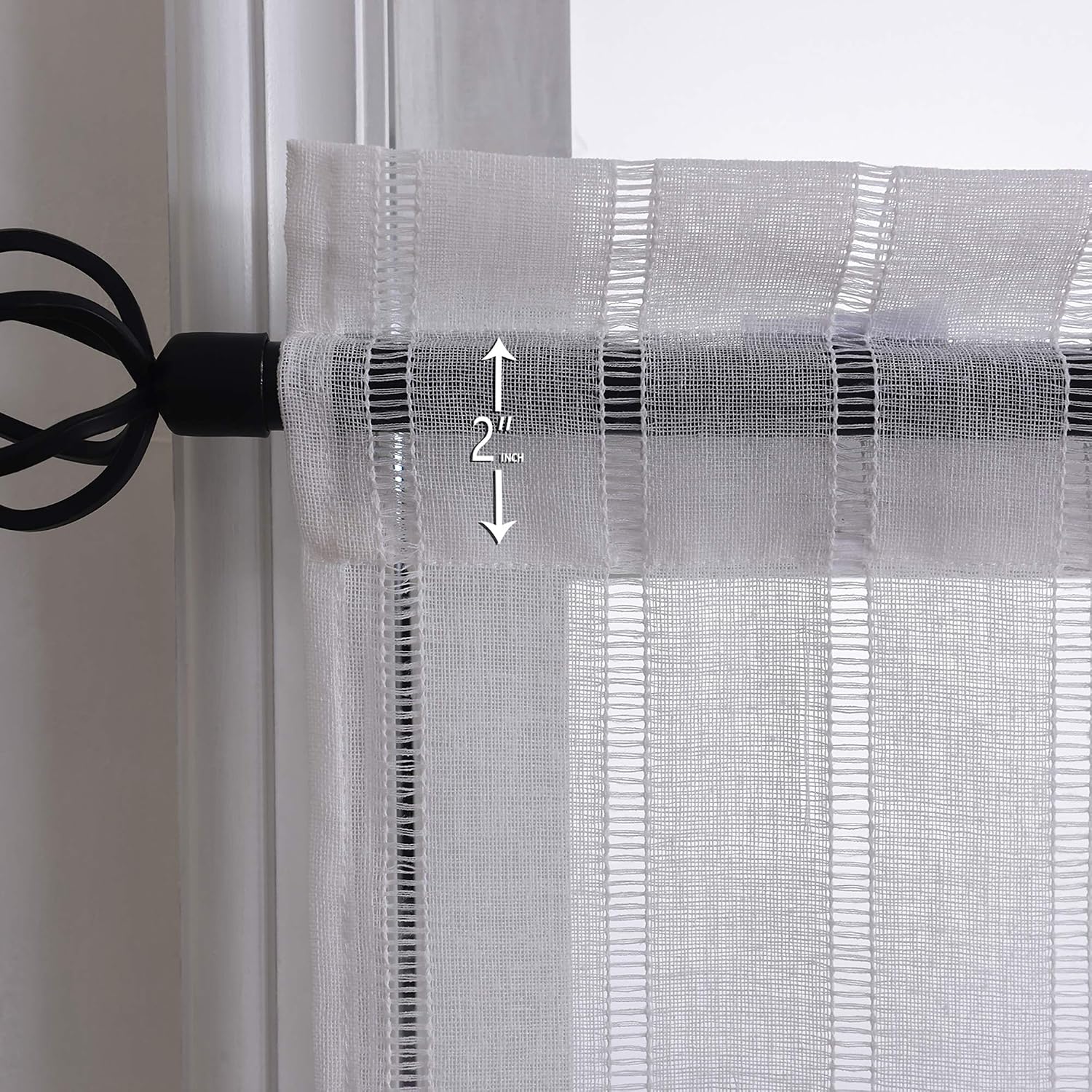 Home Brilliant Sheer Curtains Cream White Voile Net Window Treatment Living Room Bedroom Curtains, 2 Panels, 84 inch Drop - Image 4