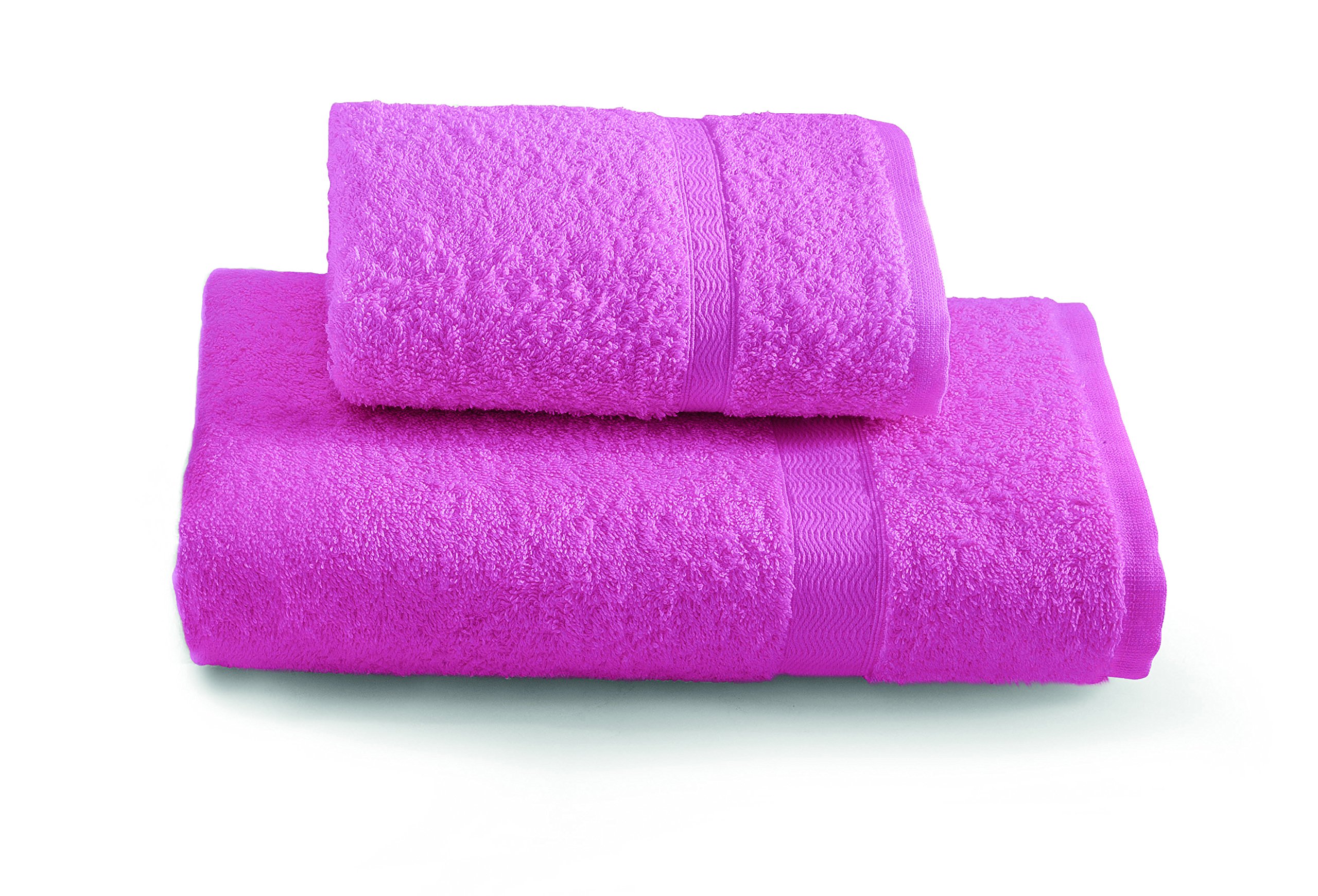 Gabel Plain Towel Set, 100% Cotton, 100 x 60 x 0.8 cm 100x60x0.8 cm Fucsia