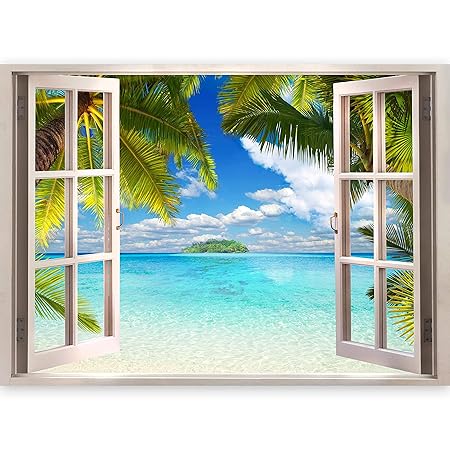 murando - 3D WANDILLUSION 140x100 cm Wandbild - Fototapete - Poster XXL - Fensterblick - Vlies Leinwand - Panorama Bilder - D