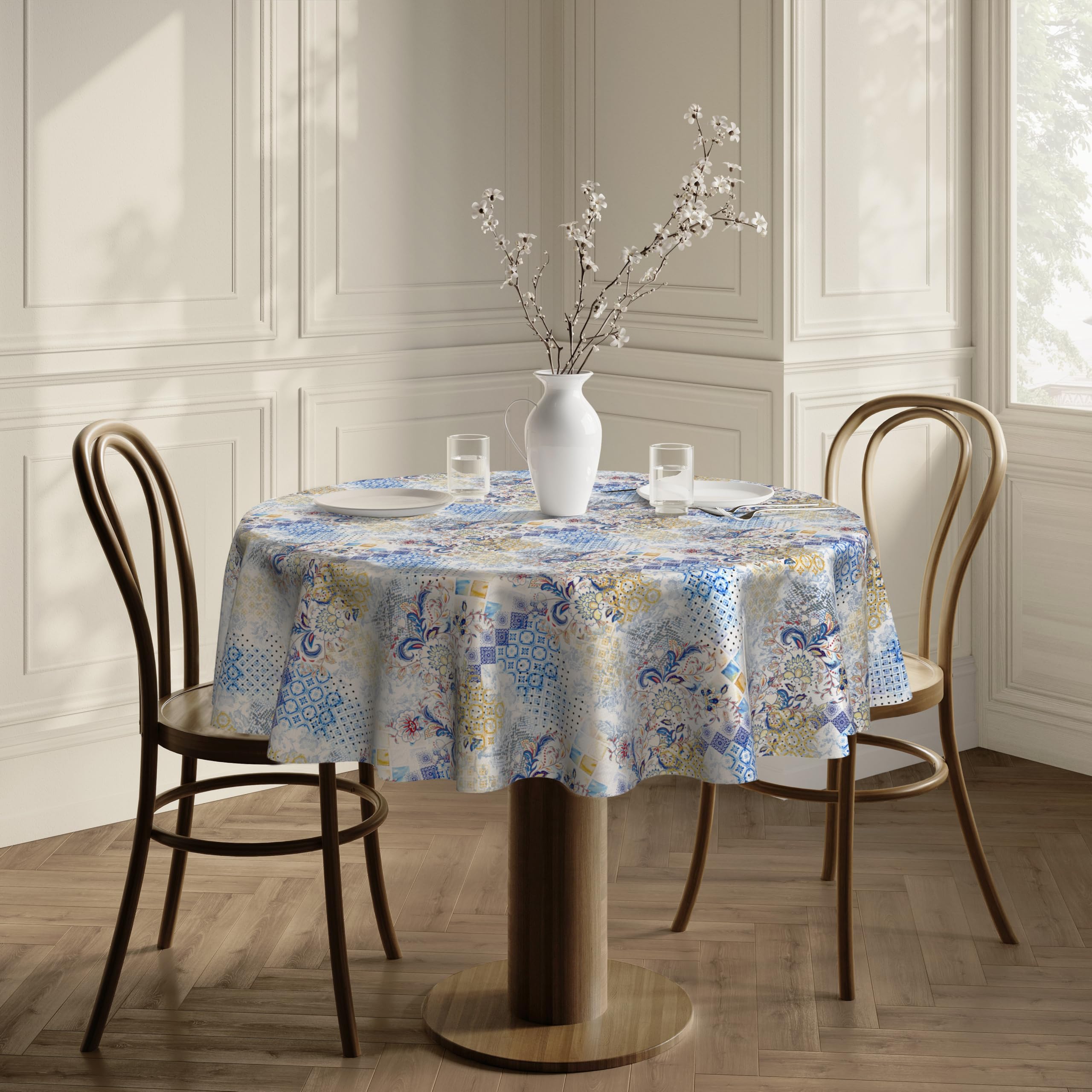Home Direct Stain Resistant Spill Proof Water Repellent Round Fabric Tablecloth Table Cover Table Cloth 140cm 55"