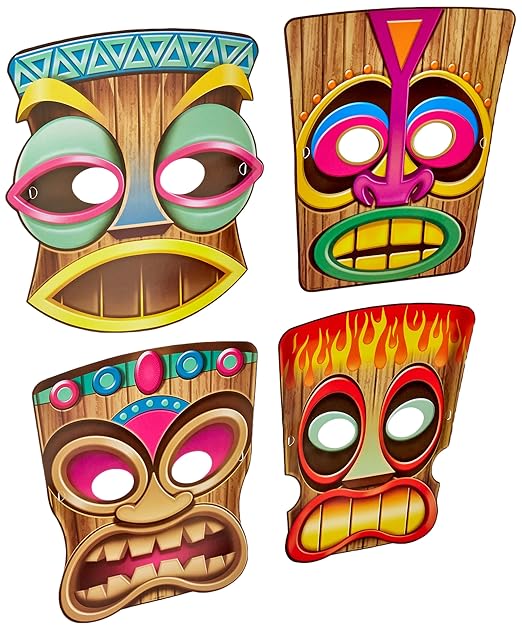 Beistle 66805 4Pack Tiki Masks, 10Inch Amazon.es Hogar