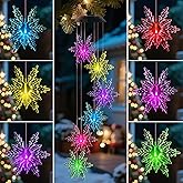 VESTCDF Snowflake Wind Chime,Christmas Solar Wind Chimes for Outside,Waterproof Hanging Solar Lights 6 Color Changing LED Light Windchime Outdoor Decor Gift for Holiday Garden Porch Patio Yard Decor