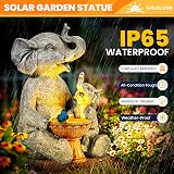 GIGALUMI Solar Garden Elephant Statue Mother Baby Figurine Lights Outdoor Decor view 3