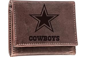 Evergreen Team Sports America NFL Dallas Cowboys Brown Wallet | Tri-Fold | Officially Licensed Stamped Logo | Made of Leather | Money and Card Organizer | Gift Box Included