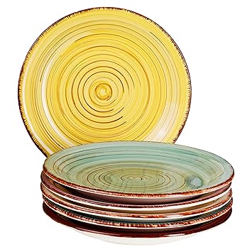 MamboCat Teller-Set Rimini für 6 Personen | Kuchenteller Rund | Ø 19 cm | Kleine Dessert-Teller | Premium Porzellan-Speisetel