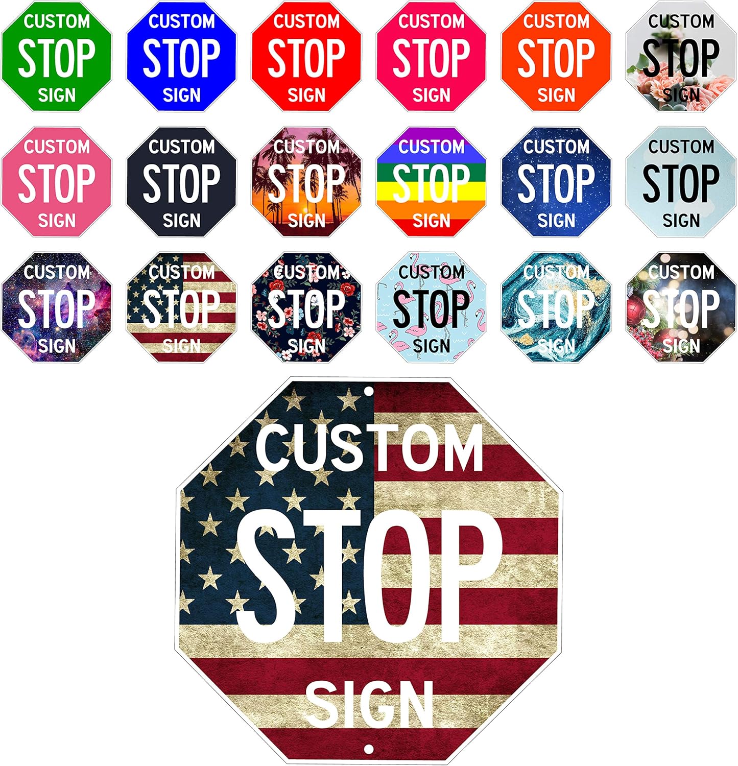 Amazon Custom Stop Signs 12 X 12 American Flag Add Your Text 