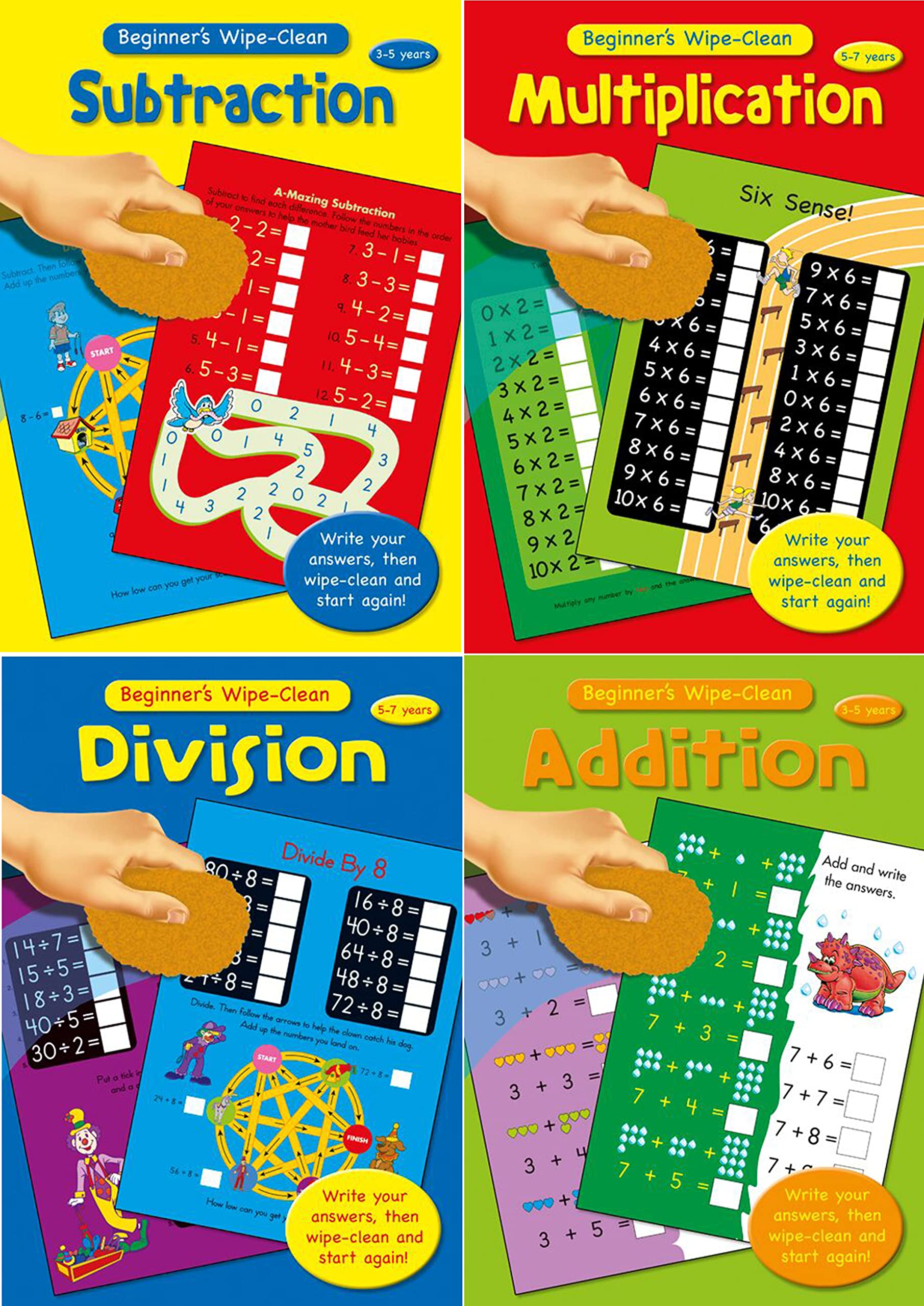Beginner's Set of 4 Wipe Clean Childrens Educational Maths Books