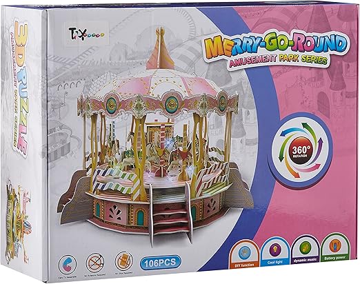 Toy House Merry Go Round Electronic 3D Puzzle, Multi Color