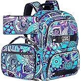 3PCS Girls Backpack, Water Resistant Womens School Bag With Lunch Box, 17 Inch Bookbag Set for College Teenagers.