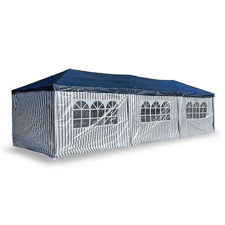 Nexos PE-Pavillon Partyzelt mit 6 Seitenteilen und 2 Eingängen für Garten Terrasse Feier oder Fest als Unterstand Plane 110g/