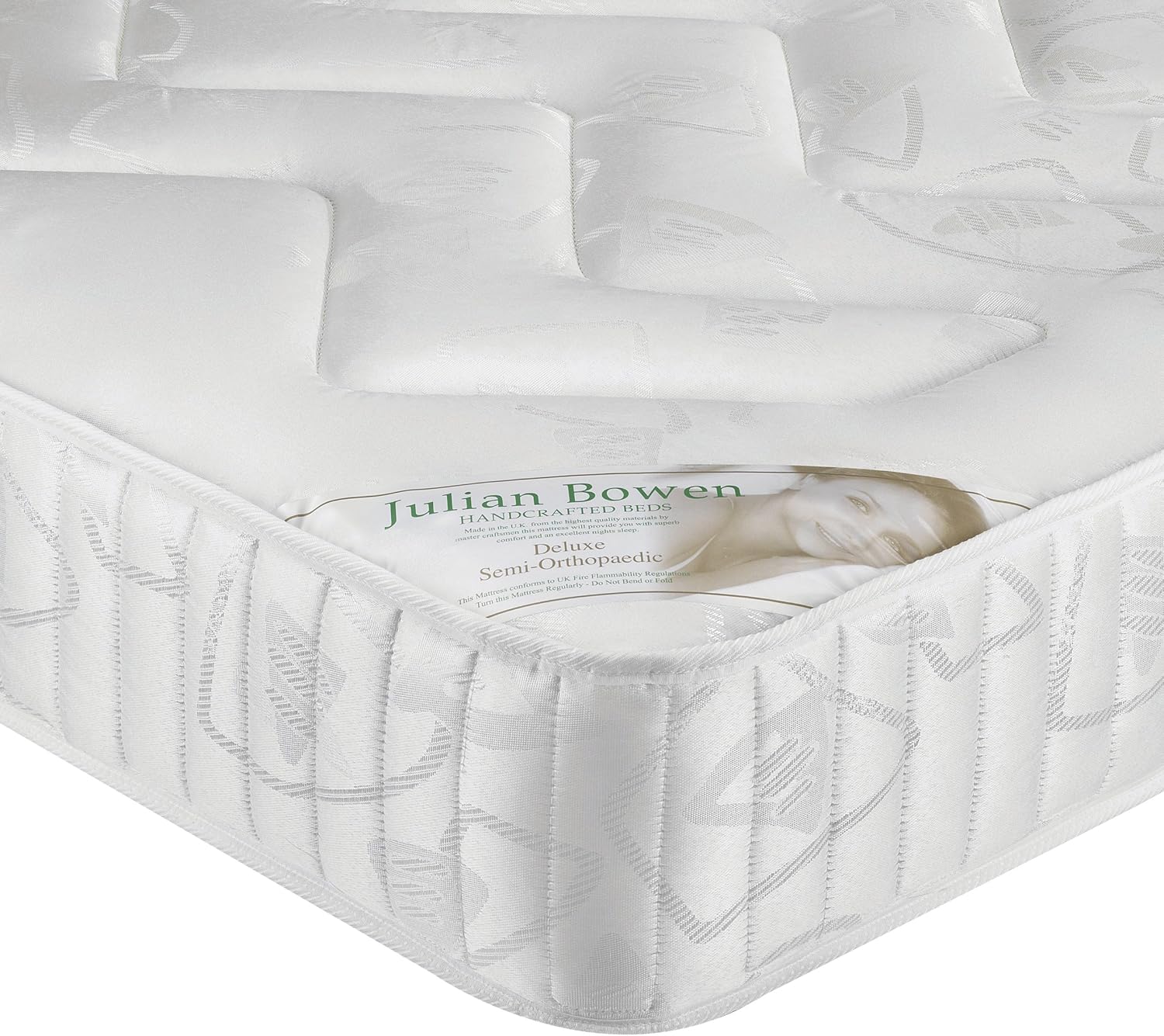 Julian Bowen Deluxe Semi-Orthopaedic Mattress - White Mattresses, Beige, Double (135 x 190 cm)