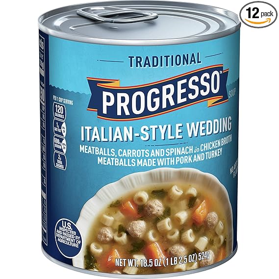 Amazon Com Progresso Traditional Italian Style Wedding Soup 12 Cans 18 5 Oz Packaged Vegetable Soups Grocery Gourmet Food