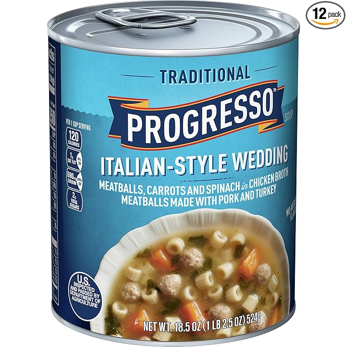 Amazon Com Progresso Traditional Italian Style Wedding Soup 12 Cans 18 5 Oz Packaged Vegetable Soups Grocery Gourmet Food