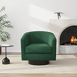 Swivel Barrel Accent Chair, Modern Round Corduroy