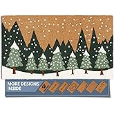 Barnyard Designs Natural Coco Coir Christmas Doormat - Large Cute Non-Slip Heavy Duty Backing Door Mat for Outside Entrance o