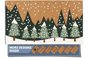 Barnyard Designs Natural Coco Coir Christmas Doormat - Large Cute Non-Slip Heavy Duty Backing Door Mat for Outside Entrance o