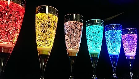Ponduk Hot Tub Wine Champagne Glasses Led Liquid Activated X 6 Glasses Amazon Co Uk Kitchen Home