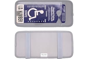 Aburbe Handicap Parking Placard Holder for Visor, with Extra Disabled Parking Permit Protection Film, and Adjustable Hook and Loop Strap - Grey