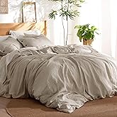 Bedsure Linen Duvet Cover King Size - Linen Cotton Blend Bedding Set, Soft & Cozy, 3 Pieces, 1 Duvet Cover 104x90 Inches and 2 Pillowcases, Natural Color Cooling Bedding, Comforter Sold Separately