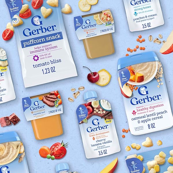 GERBER STAGE 2 BABY FOOD, OATMEAL BANANA CEREAL, PROBIOTICS SUPPORT HEALTHY DIGESTION, BABY OATMEAL CEREAL