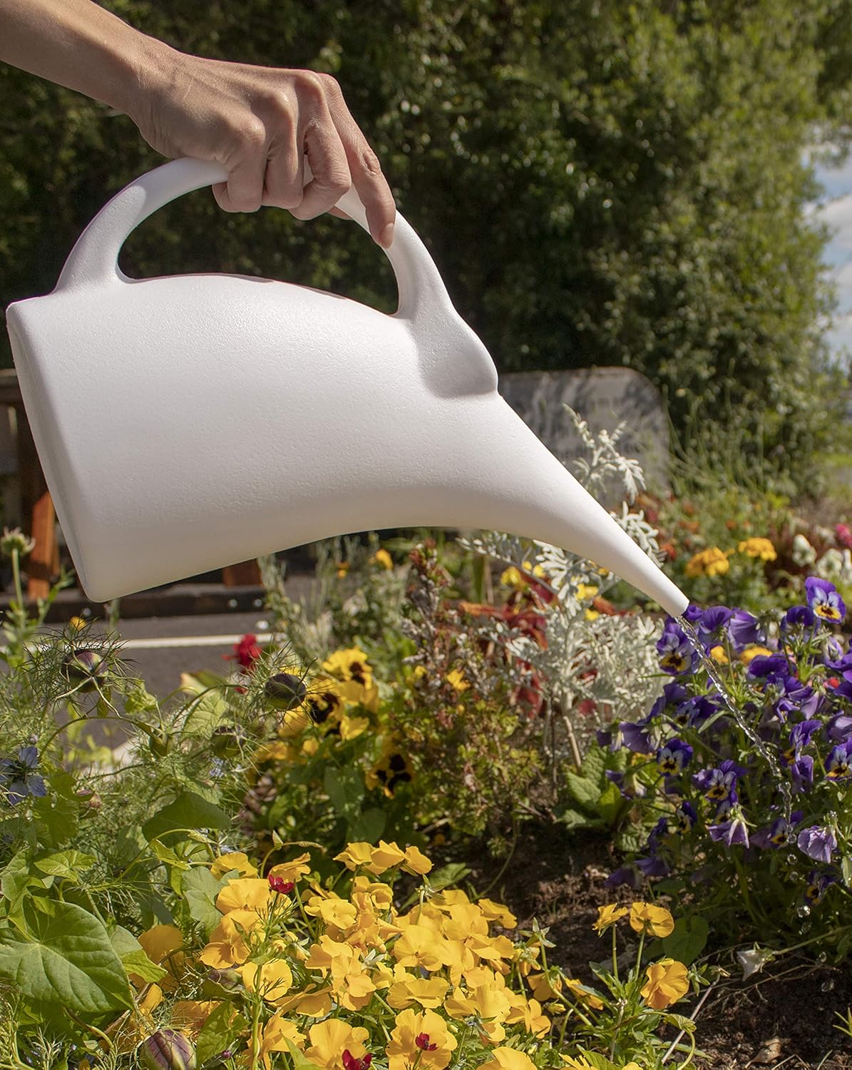 Pure White 1/2 Gallon Watering Can for Indoor and Outdoor house plants, flower pots, herbs and vegetable gardens | 100% Recyclable Cute Plastic Watering Pot | Shatterproof | Ergonomic | Lightweight | : Garden & Outdoor
