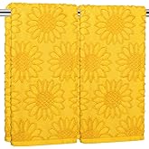 FYSUIMU 2 Pack Sunflower Hand Towels Jacquard 3D Cotton Bathroom Towel Yellow Floral Decorative Kitchen Towel for Summer Drying Cleaning Cooking, 29.5 x 13.7 Inch