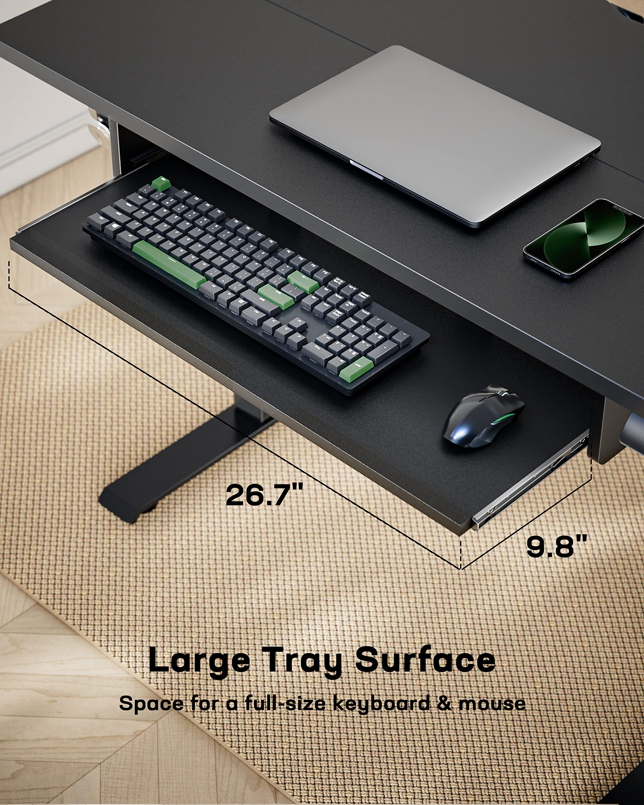 Marsail Standing Desk Adjustable Height with Extra Large Keyboard Tray, 55