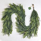 Christmas Decorations – 6FT Artificial Norfolk Pine Greenery Garland, Real Touch Christmas Garland for Mantel, Staircase, Fireplace, Front Door, Indoor & Outdoor Holiday Decor (1, 6FT)