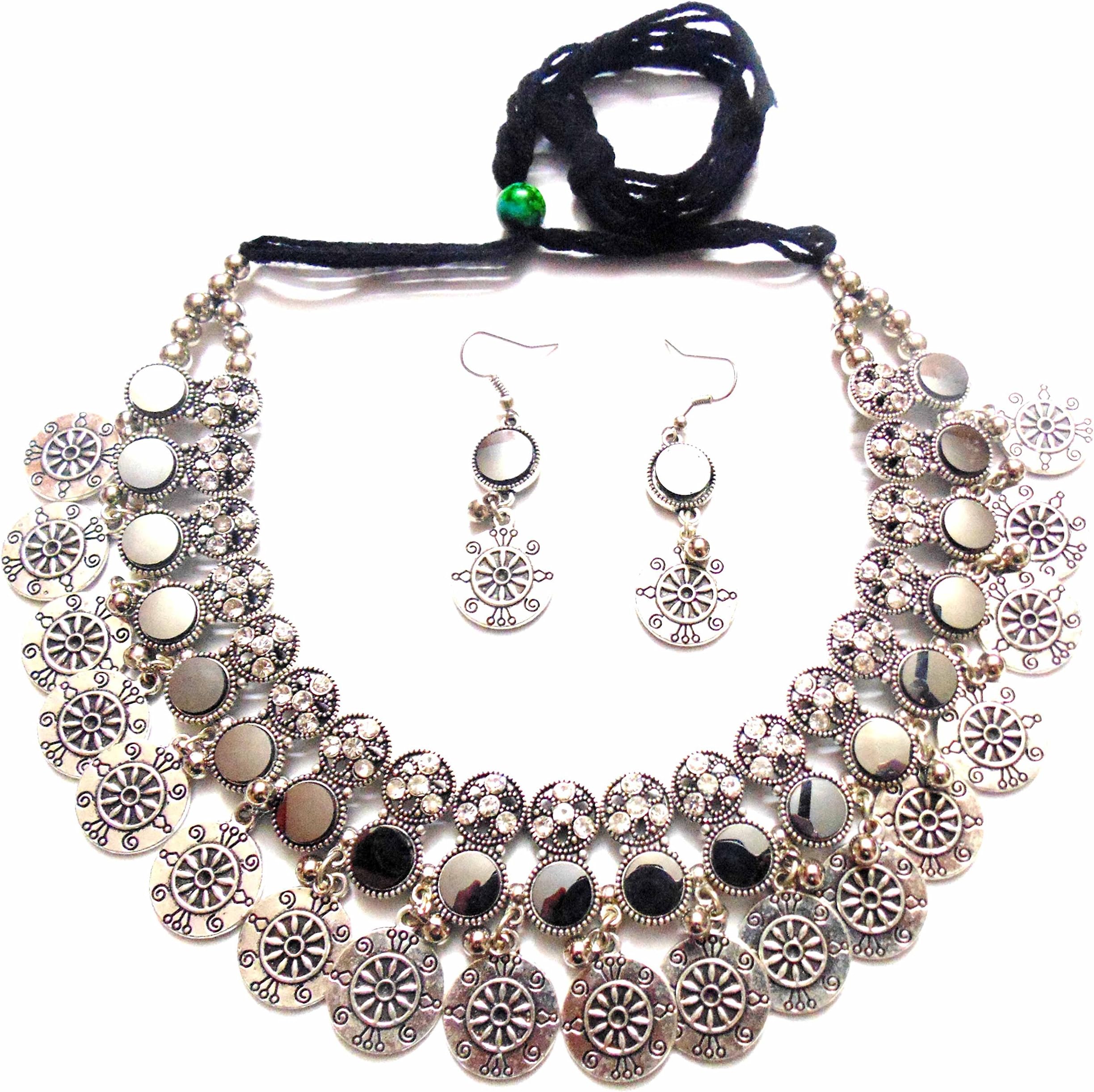 oxojewels Women's Belly Dance Necklace Oxidized Vintage Jewelry Gypsy Boho Kuchi Afghan