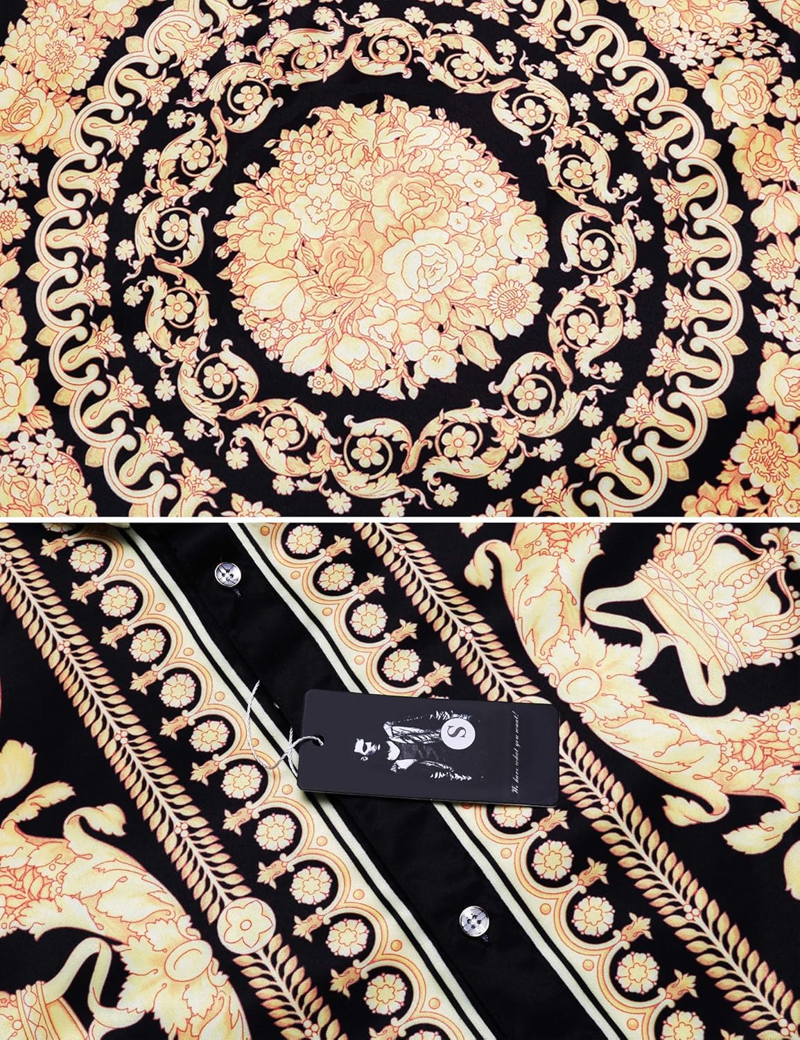 Pacinoble Mens Long Sleeve Fashion Luxury Design Print Dress Shirt at  Men’s Clothing store