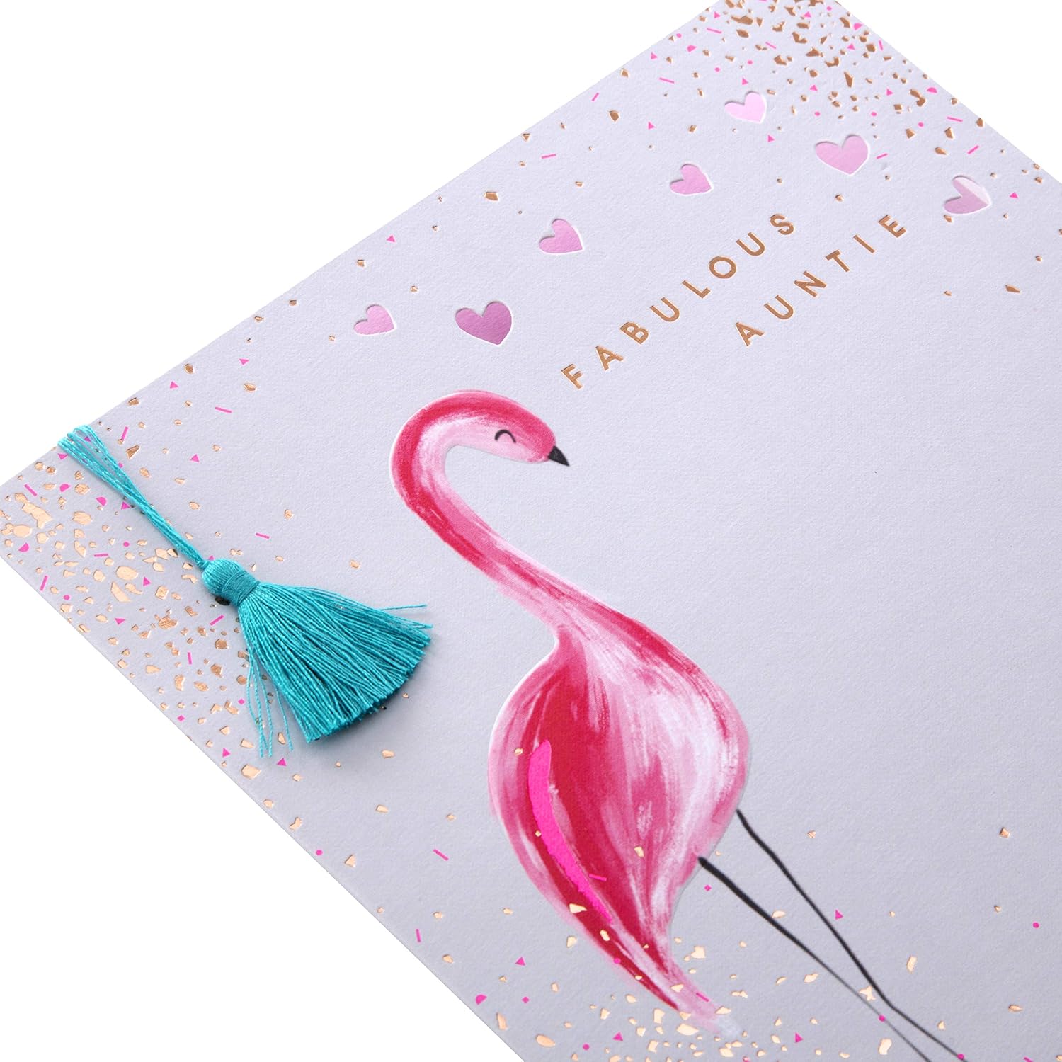 Hallmark Birthday Card for Auntie - Embossed and Die-cut Flamingo Design, Multicoloured, 16 cm by 16 cm - Image 4