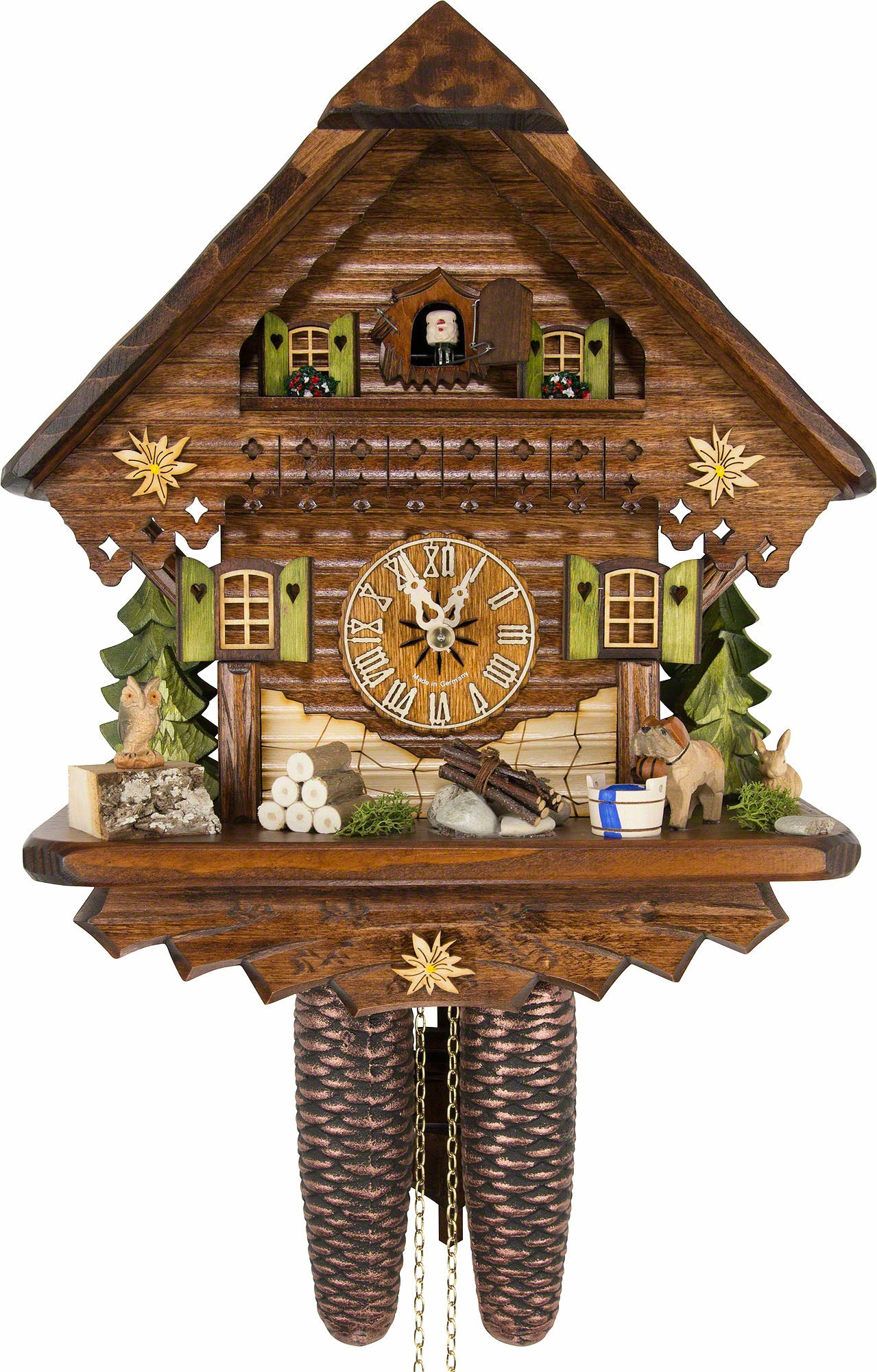 Cuckoo Palace Cuckoo Clock - Summer Meadow Chalet with 8-day-movement - 13 1/3 inches / 34cm height